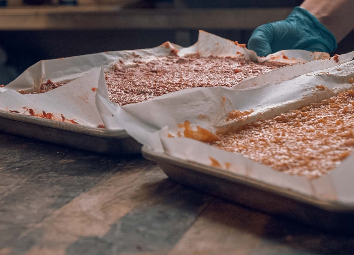 Fresh trays prepared for baking